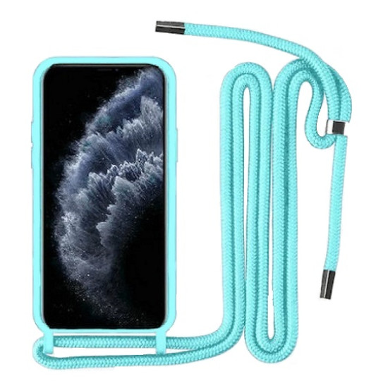 Γαλάζια θήκη σιλικόνης για Apple iPhone 12 Pro Max 6,7'' με Λουρί