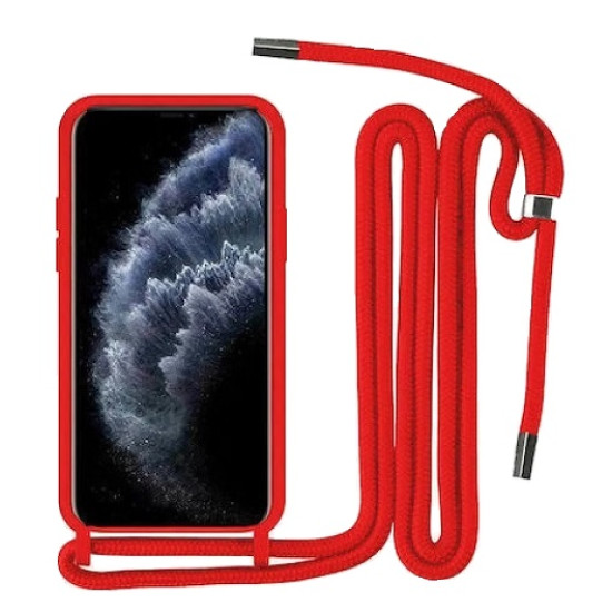 Κόκκινη θήκη σιλικόνης για Apple iPhone 12 Pro Max 6,7'' με Λουρί