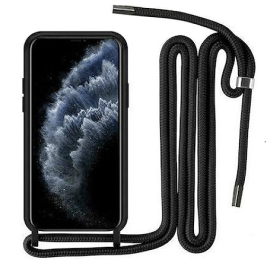 Μαύρη θήκη σιλικόνης για Apple iPhone 12 Pro Max 6,7'' με Λουρί