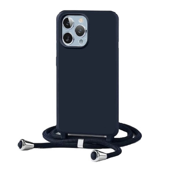 Μπλε θήκη σιλικόνης για Apple iPhone 14 Pro Max 6,7'' με Λουρί