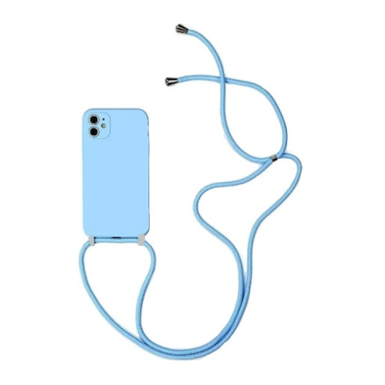 Γαλάζια θήκη σιλικόνης για Apple iPhone 12 / 12 Pro 6,1'' με Λουρί