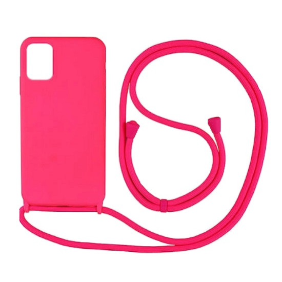 Φούξια θήκη σιλικόνης για Apple iPhone 12 Pro Max 6,7'' με Λουρί