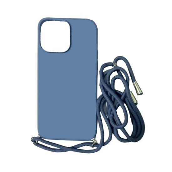 Μπλε-Γκρι θήκη σιλικόνης για Apple iPhone 14 6,1'' με Λουρί