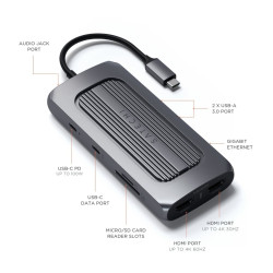 Satechi USB-C Docking Station με HDMI 4K PD Ethernet και σύνδεση 2 Οθονών Γκρι Satechi USB-C Docking Station με HDMI 4K PD Ethernet και σύνδεση 2 Οθονών Γκρι
