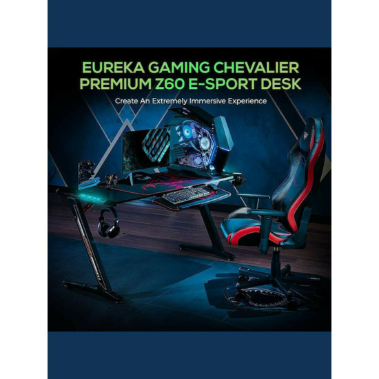 Eureka Gaming Desk ERK-Z60-B με φωτισμό LED RGB