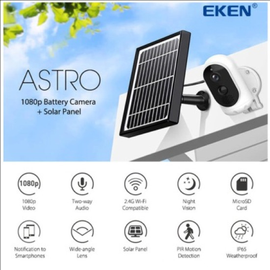 EKEN Astro smart ηλιακή κάμερα Full HD WiFi IP65